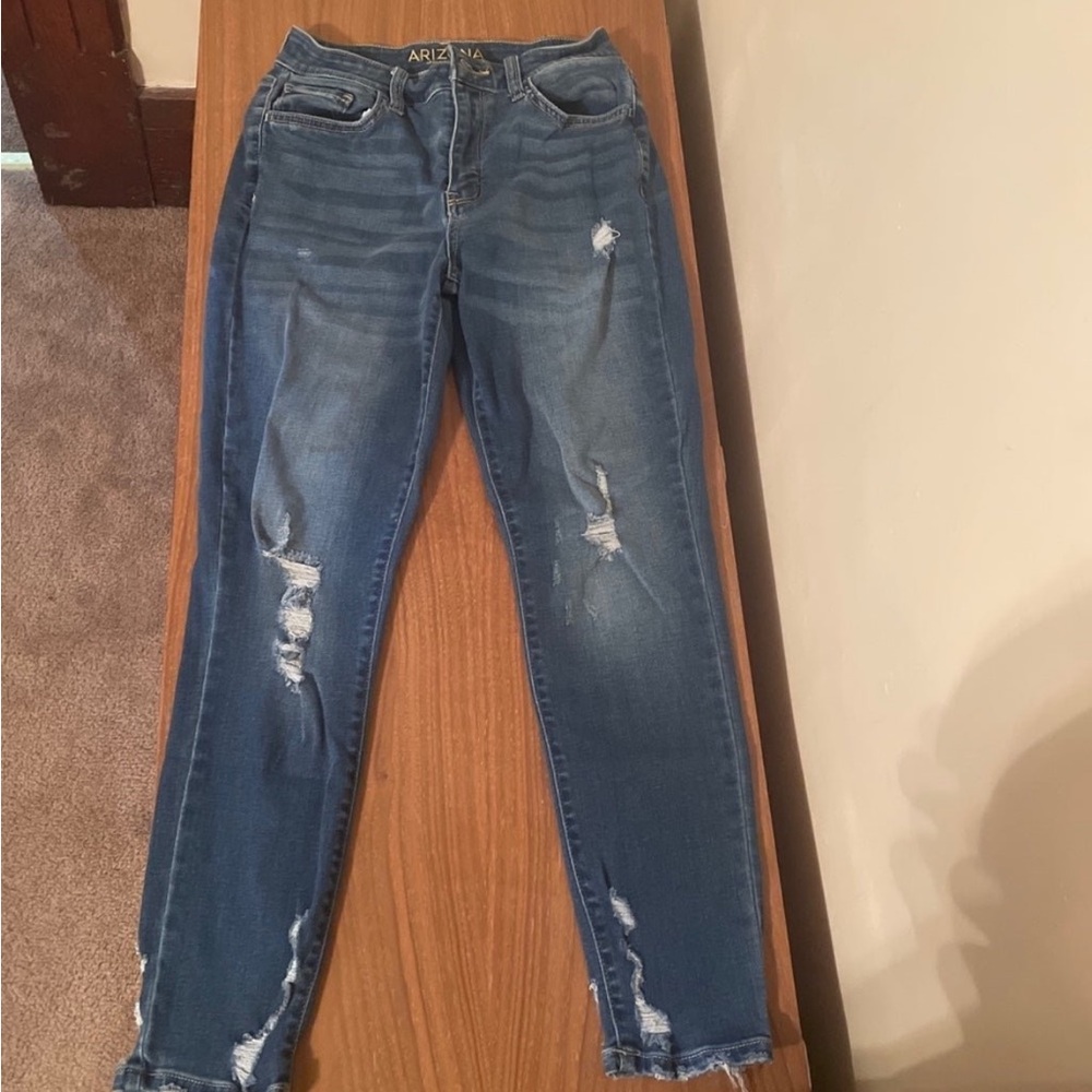 Arizona Jean Company Women's Skinny Distressed Blue Jeans